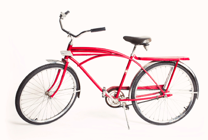 The red bike from the Not A Trampoline lyrics booklet.