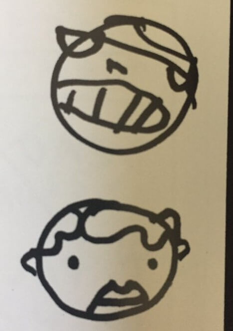 Two robots. One has dark glasses and an antenna. The other has an accordion and floppy hair.